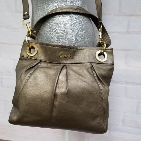 Coach Handbags - 💕 Coach Bronze Metallic Bronze Leather Ashley Bag